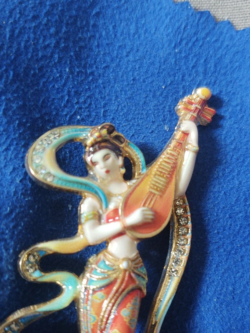 Enamel Lute Muse Brooch
